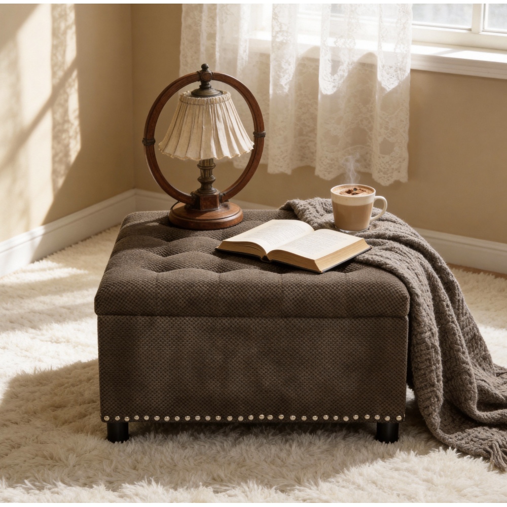 Orraves Dark Brown Square Stor - Outdoor Furniture Wood ulasan dan harga