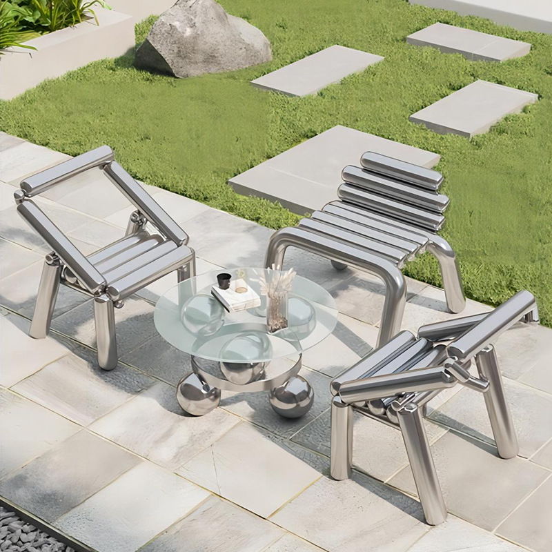 Stainless steel chair light lu - Outdoor Furniture Metal Chairs ulasan dan harga